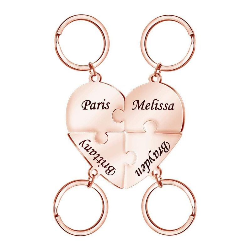 Family/Sibling/BFF Gift Personalized Heart Puzzle Pieces Necklace or Keychain
