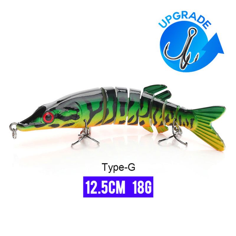 12.5cm 18g Bionic Hard Bait Wobbler Sinking Jointed Swimbait NO.6 Treble Hook 3D Eyes In River Pond Lake For Trout Pike Perch
