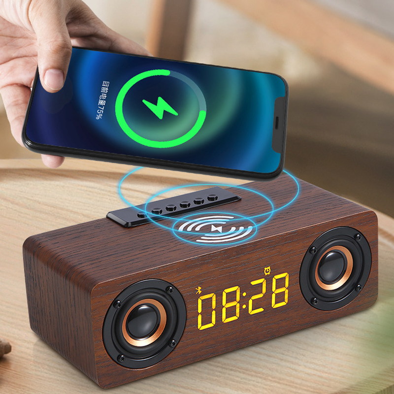 Wireless Charging Alarm Clock Bluetooth Speaker