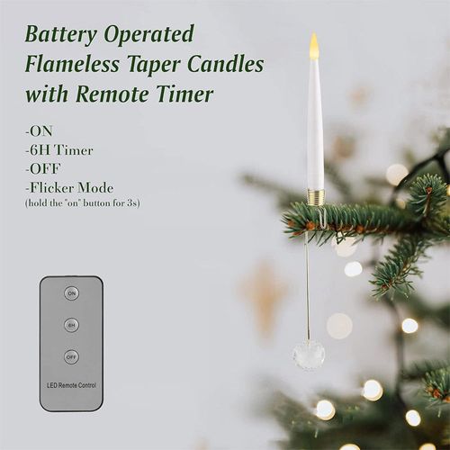 10-Pack Flameless Taper Christmas Tree Decoration Candles
