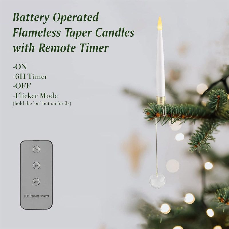 10-Pack Flameless Taper Christmas Tree Decoration Candles