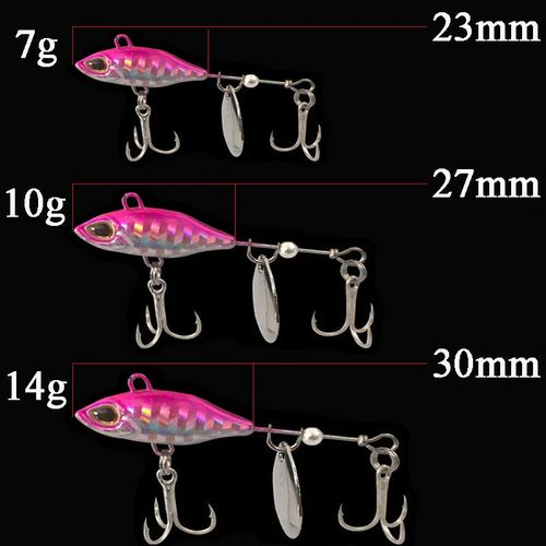 Metal Vib Fishing Lure Vortex Spinning 7g 10g 14g Rotating Sequins Freshwater Hard Bait Vibration Spinner Spoon for Pike Perch