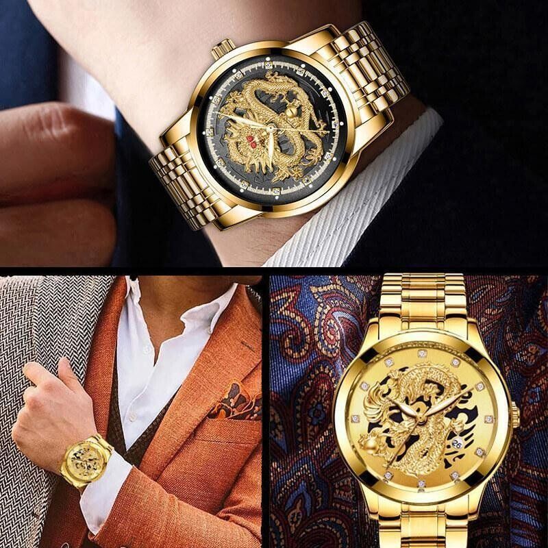 ⌚Embossed Golden Dragon Watch⌚✨