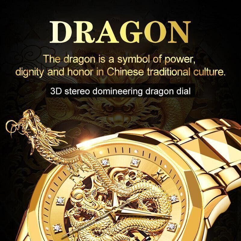 ⌚Embossed Golden Dragon Watch⌚✨