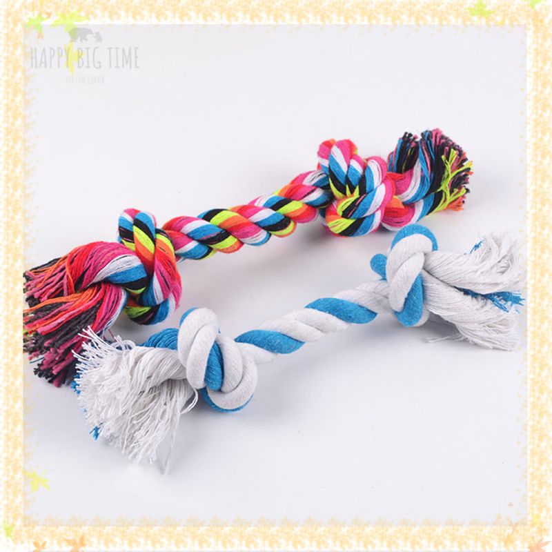 1PCS Cotton Dog Rope Toy Knot Rope Bone Puppy Teething Toys for Chew, Tug or Fetch - Color Random