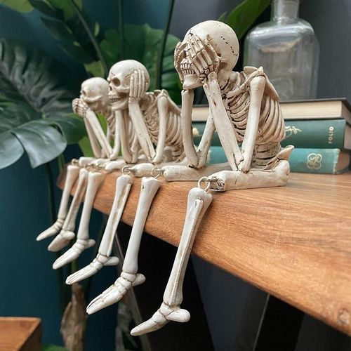 💀 Halloween Three Wise Skeletons Resin Figurines 🎃