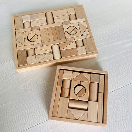 Wooden Building Blocks Kit - Natural. Educational. and Organized Play for Children