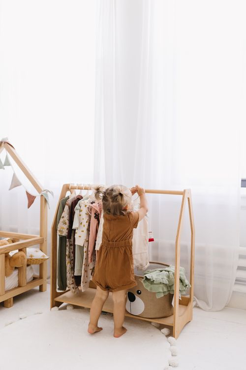 Montessori Clothing Rack with Shelf