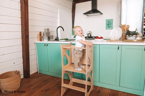 Montessori wooden kitchen helper tower