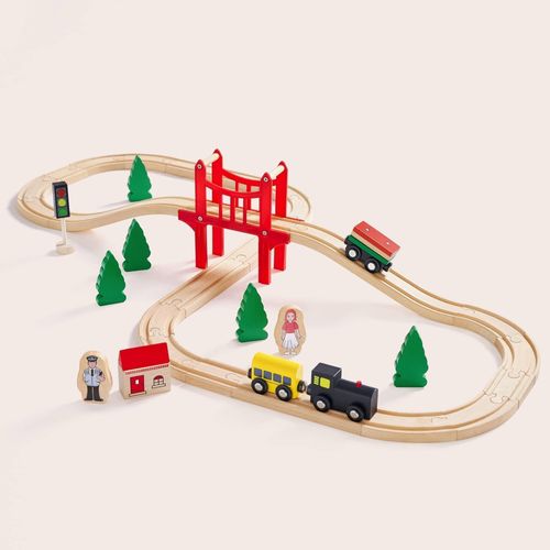 Tiny Land® Wooden Train Set for Children 39 Pcs Used