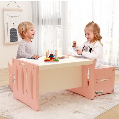 BenaRita Children's table and 2 Chairs Set Pink