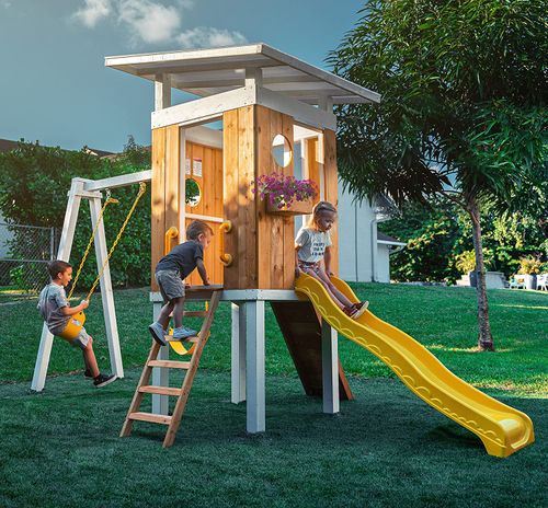 Forest - Modern Backyard Outdoor Swing Set 2 Swings And Trapeze Bar