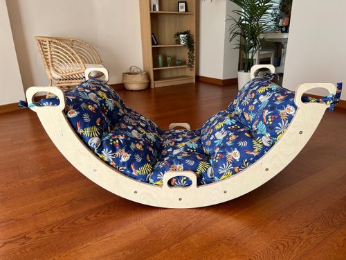 Wooden Climbing Arch Swing with Playtime in the forest design Pillow