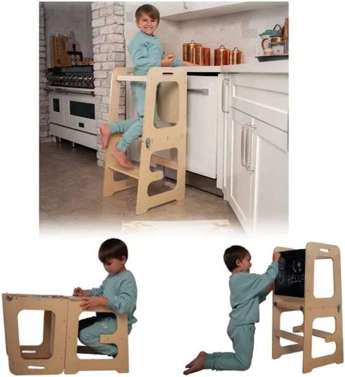 Date - 4 in 1 Kitchen Tower. Desk. Step Stool and Chalkboard