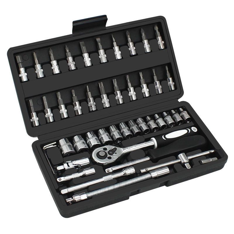 46pcs Multifunctional Car Repair Wrench Set Universal Hand Tool Box Small Hand Tools Includes Socket Set