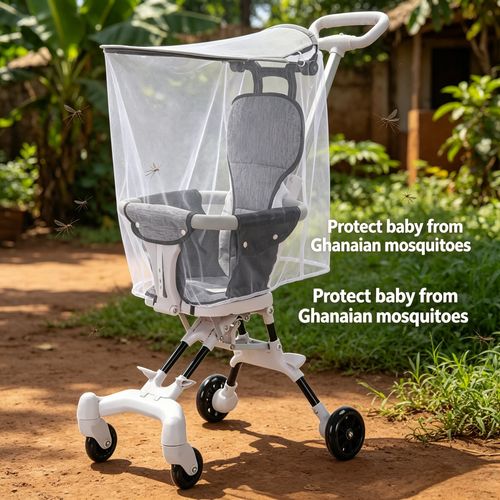 🚼✨ Adjustable Folding Baby Pram 🛞 Wear Resistant Four Wheel Design With Sun Protection Canopy Thick Cushion For Toddler