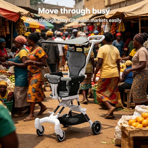 🚼✨ Adjustable Folding Baby Pram 🛞 Wear Resistant Four Wheel Design With Sun Protection Canopy Thick Cushion For Toddler