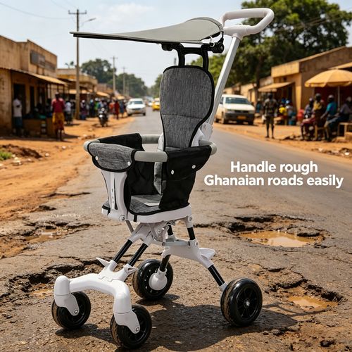 🚼✨ Adjustable Folding Baby Pram 🛞 Wear Resistant Four Wheel Design With Sun Protection Canopy Thick Cushion For Toddler