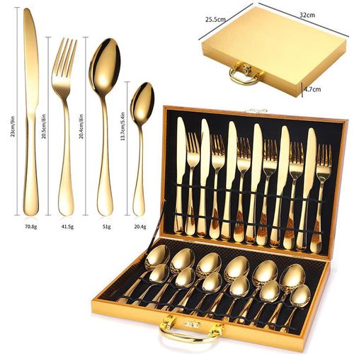 Royal Luxurious 24 Piece Gold Stainless Steel Gold Cutlery Set