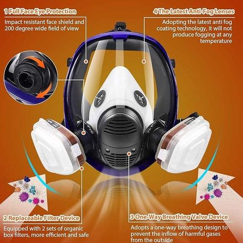 Gas mask full face mask silicone welding fire dust spray painting chemical industry decoration anti-dust suitable for construction workers reusable full face mask respirator