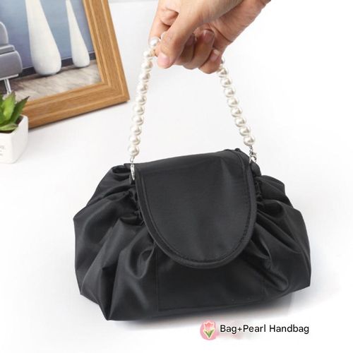 Lazy cosmetic bag lazy drawstring cosmetic bag storage bag portable travel storage black cosmetic bag