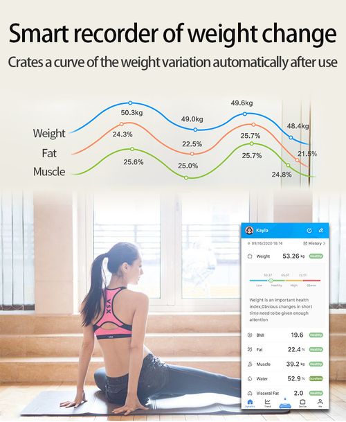 If you want to track your fitness progress I recommend getting a rechargeable Bluetooth AI smart body fat scaleeither an electronic scale or a home weight scale I really love this smart body fat scale it not only tracks my weight but also measures many other data pointsmaking it especially suitable for fitness enthusiastsIt can calculate not only my body fat percentage but also my visceral fat