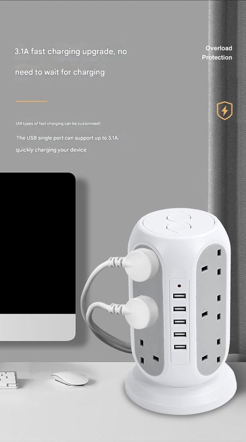 UK standard multifunctional power socket for household use with 5 USB fast charging and overload protection