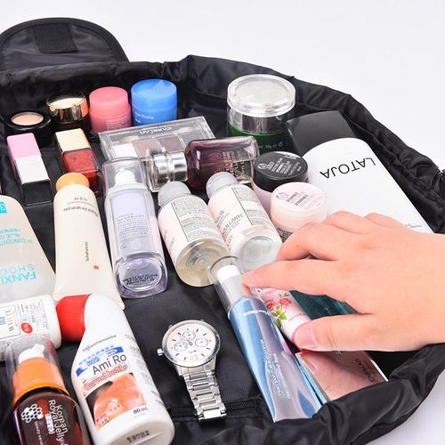 Lazy cosmetic bag lazy drawstring cosmetic bag storage bag portable travel storage black cosmetic bag