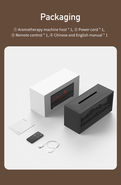 Simulated 3D fireplace flame aroma diffuser desktop home remote control fireplace flame humidifier seven-color ambient light