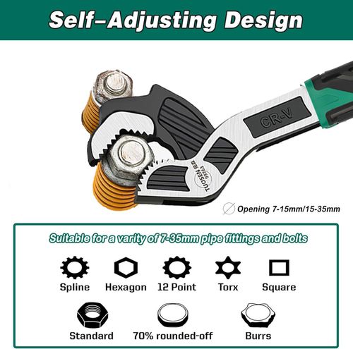 This self-locking multi-purpose wrench is particularly effective for rusty and stripped screws
