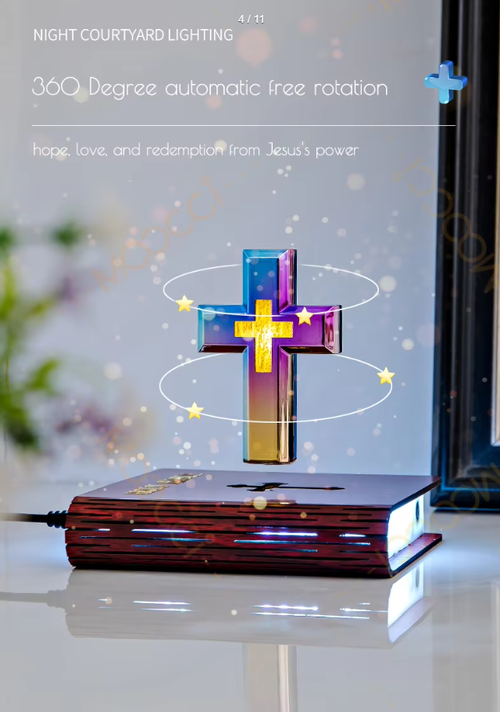 Magnetic levitation anti-gravity black technology ornaments cross book atmosphere light