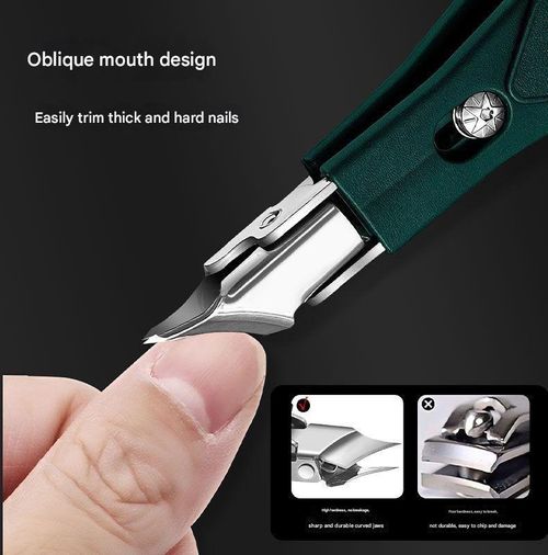 Ultra-sharp bevel nail clippers with lock, stainless steel bevel anti-splash nail clippers for thick hard nails, eagle beak, nail groove