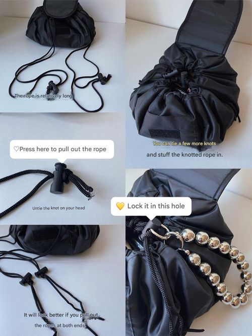 Lazy cosmetic bag lazy drawstring cosmetic bag storage bag portable travel storage black cosmetic bag