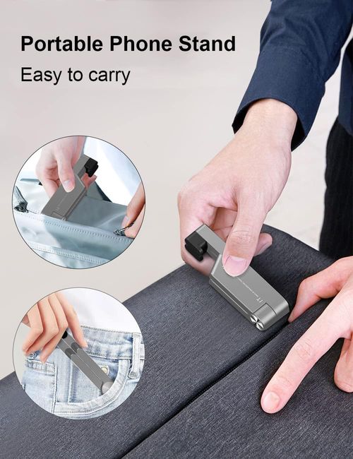 MONEER Cell Phone Stand, Phone Stand for Desk, Foldable & Portable iPhone Stand, Cell Phone Holder Desk Compatible with All Mobile Phone, iPhone, iPad mini, Tablet 4-10.5(Silver)