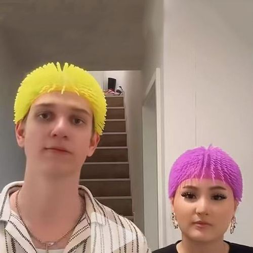 Hot style Afro wig soft rubber head cover two-color fur ball toy prank vent artifact TPR network celebrity hat