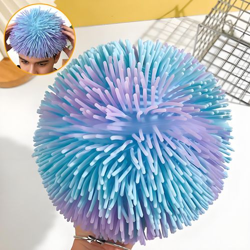 Hot style Afro wig soft rubber head cover two-color fur ball toy prank vent artifact TPR network celebrity hat