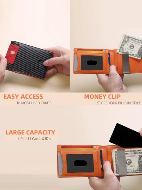 Hot spot European and American carbon fiber pattern gold clip minimalist multi-card card holder wallet flip cover 20% fold