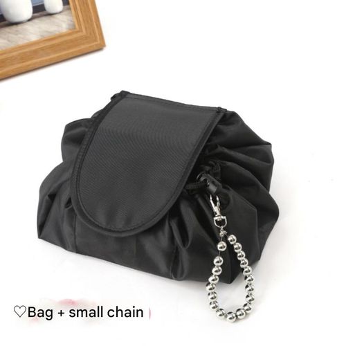 Lazy cosmetic bag lazy drawstring cosmetic bag storage bag portable travel storage black cosmetic bag