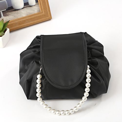 Lazy cosmetic bag lazy drawstring cosmetic bag storage bag portable travel storage black cosmetic bag