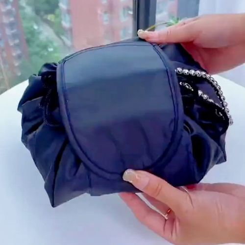 Lazy cosmetic bag lazy drawstring cosmetic bag storage bag portable travel storage black cosmetic bag