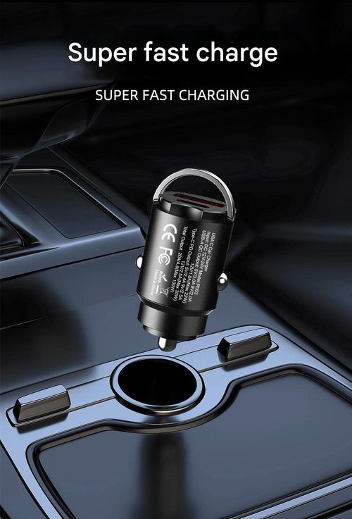 Hidden mini car charging, with folding ring, small and portable, plug in the cigarette lighter is basically flat, support double interface at the same time fast charging!