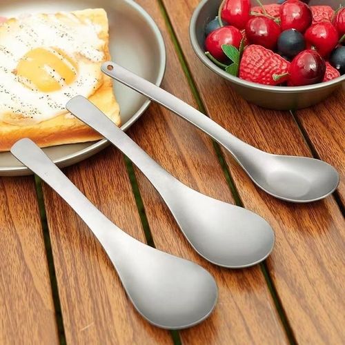 Titanium alloy spoon, suitable for camping, travel, home use, outdoor tableware, camping cutlery, cooking utensils Ti15171B