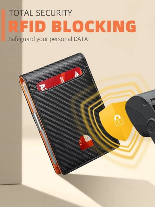 Hot spot European and American carbon fiber pattern gold clip minimalist multi-card card holder wallet flip cover 20% fold