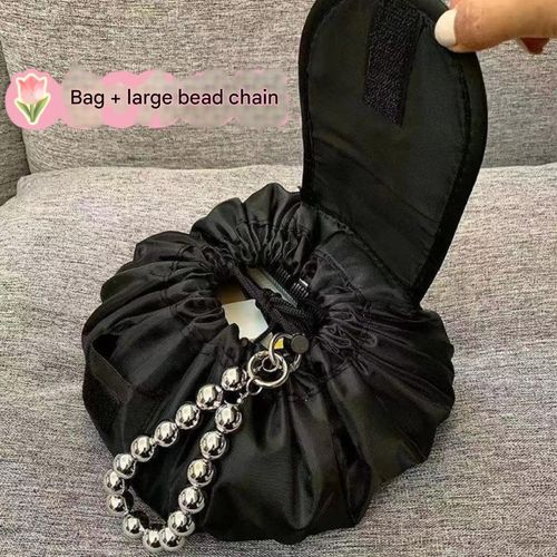Lazy cosmetic bag lazy drawstring cosmetic bag storage bag portable travel storage black cosmetic bag