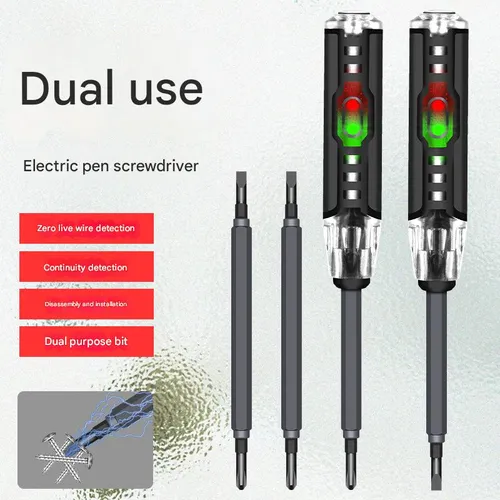 Electrical tester pen, multi-functional electrician's tool, dual-purpose flathead and Phillips screwdriver, multi-purpose circuit testing and voltage detection pen with strong magnetic tip.