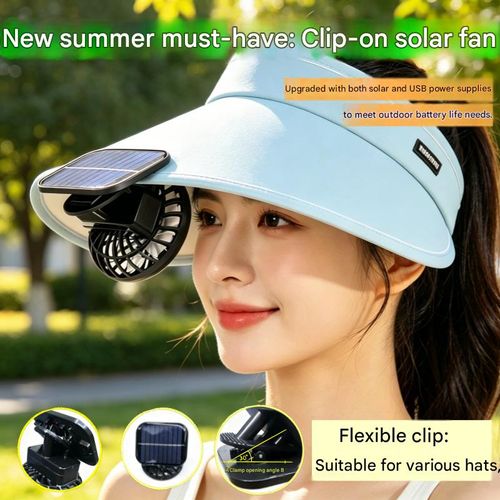 Solar fan replacement part, 2026 new hat replacement fan, portable outdoor solar fan, solar hat fan replacement part, lightweight cooling fan, mini solar hat fan, rechargeable, suitable for outdoor camping and fishing.