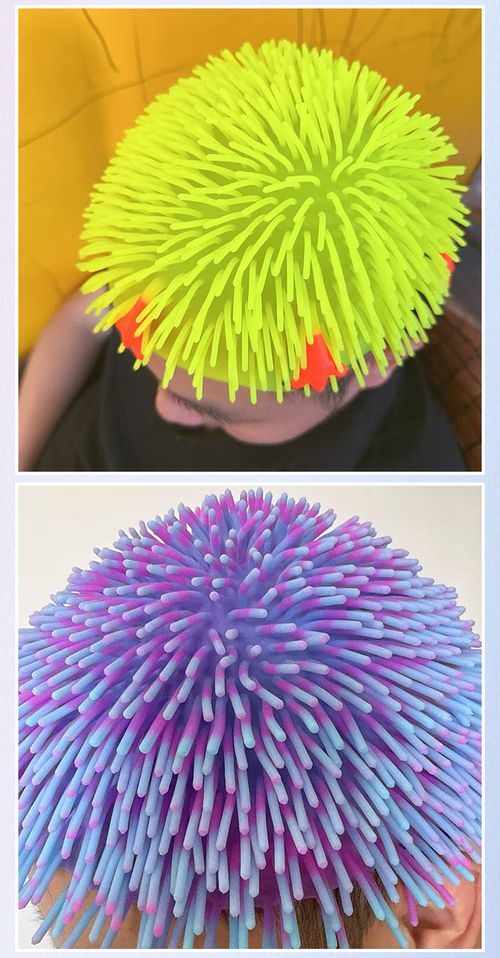 Hot style Afro wig soft rubber head cover two-color fur ball toy prank vent artifact TPR network celebrity hat