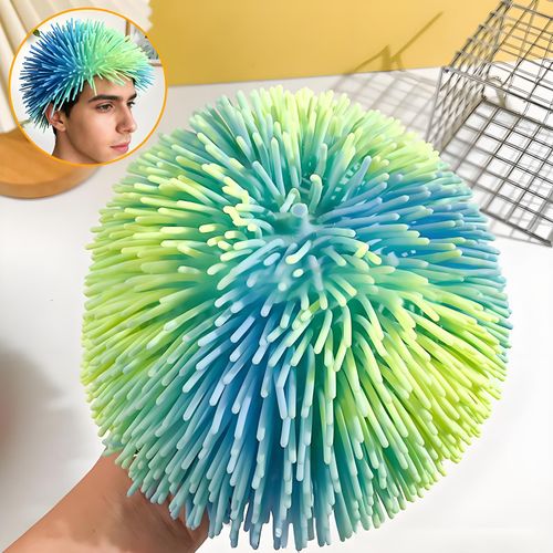 Hot style Afro wig soft rubber head cover two-color fur ball toy prank vent artifact TPR network celebrity hat