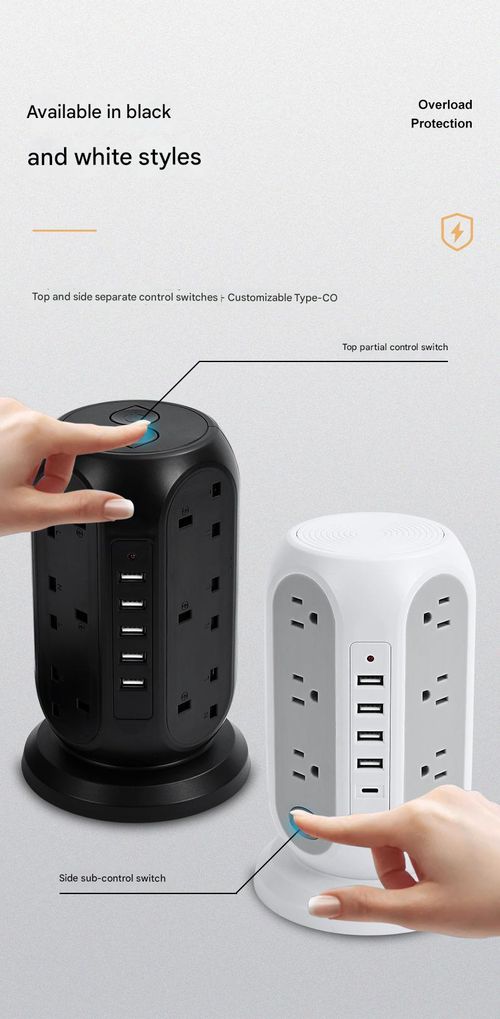 UK standard multifunctional power socket for household use with 5 USB fast charging and overload protection