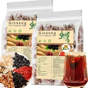 Ginseng Five Treasures Kidney Tea, Traditional Chinese Herbal TeaBags, Natural Organic Kidney Cleanse Detox Tea for Women & Men, 7 Precious Ingredients Formula1 Pack25 Bags